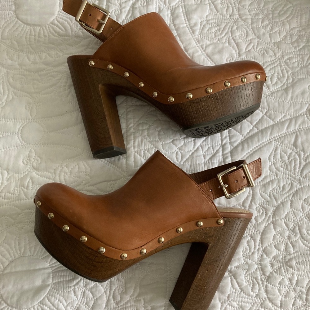 Brown Heeled Clog Booties